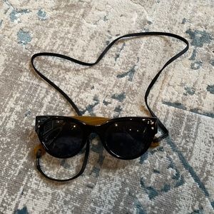 Zara Black and Brown Sunglasses with Attached Faux Leather Sunglass Cord